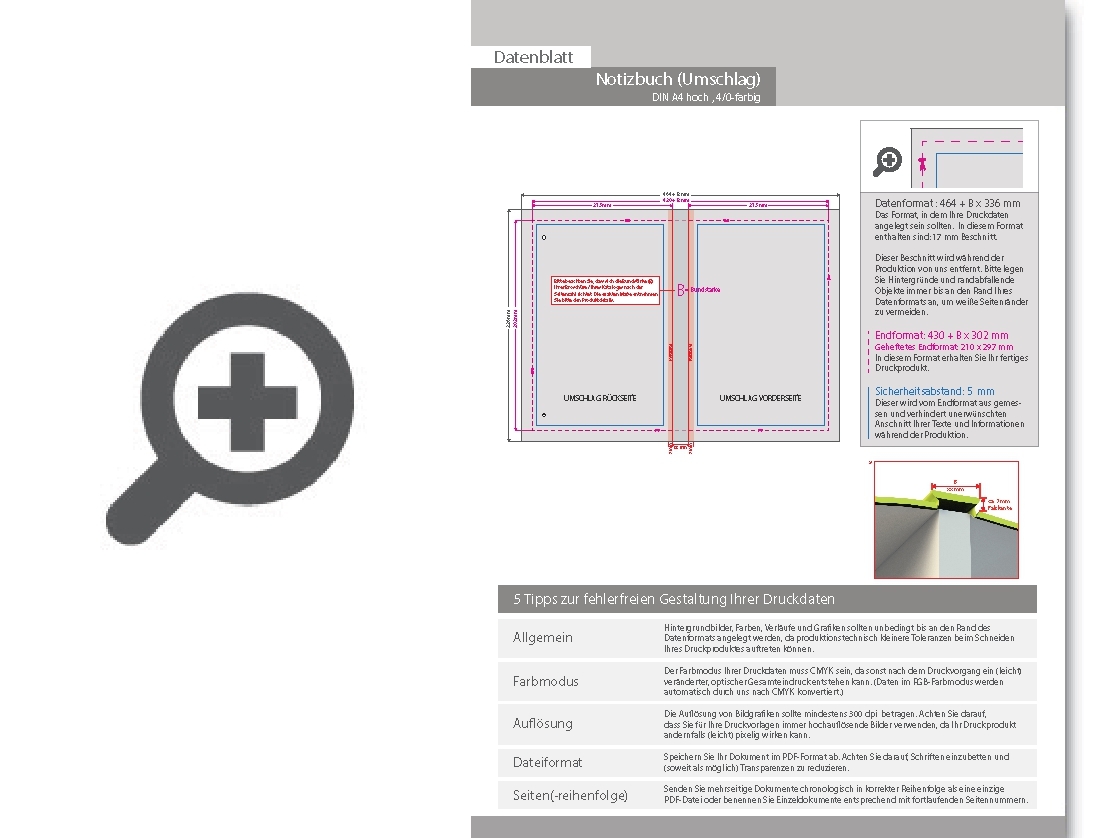 Product Bild notizbuch_din_a4_hoch__umschlag__hardcover_4_0-farbig__inhalt__128_gepunktete_inhaltsseiten_inkl__abrissperforation_(1_cm_vom_bund)