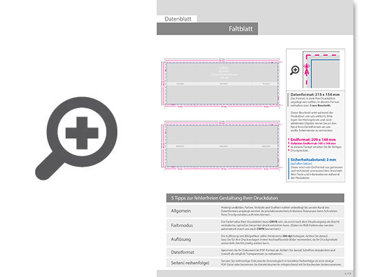 Product Bild faltblatt__gefalzt_auf_din_a6__6-seiter_(2-bruch_fensterfalz)__beidseitig_bedruckt_(4_4_farbig_+_2_sonderfarben_hks)